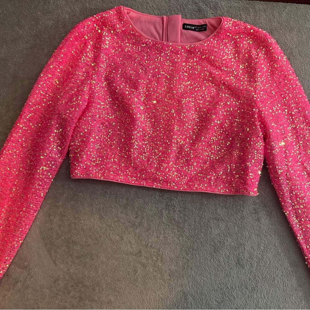SHEIN Pink Sequin Blouse